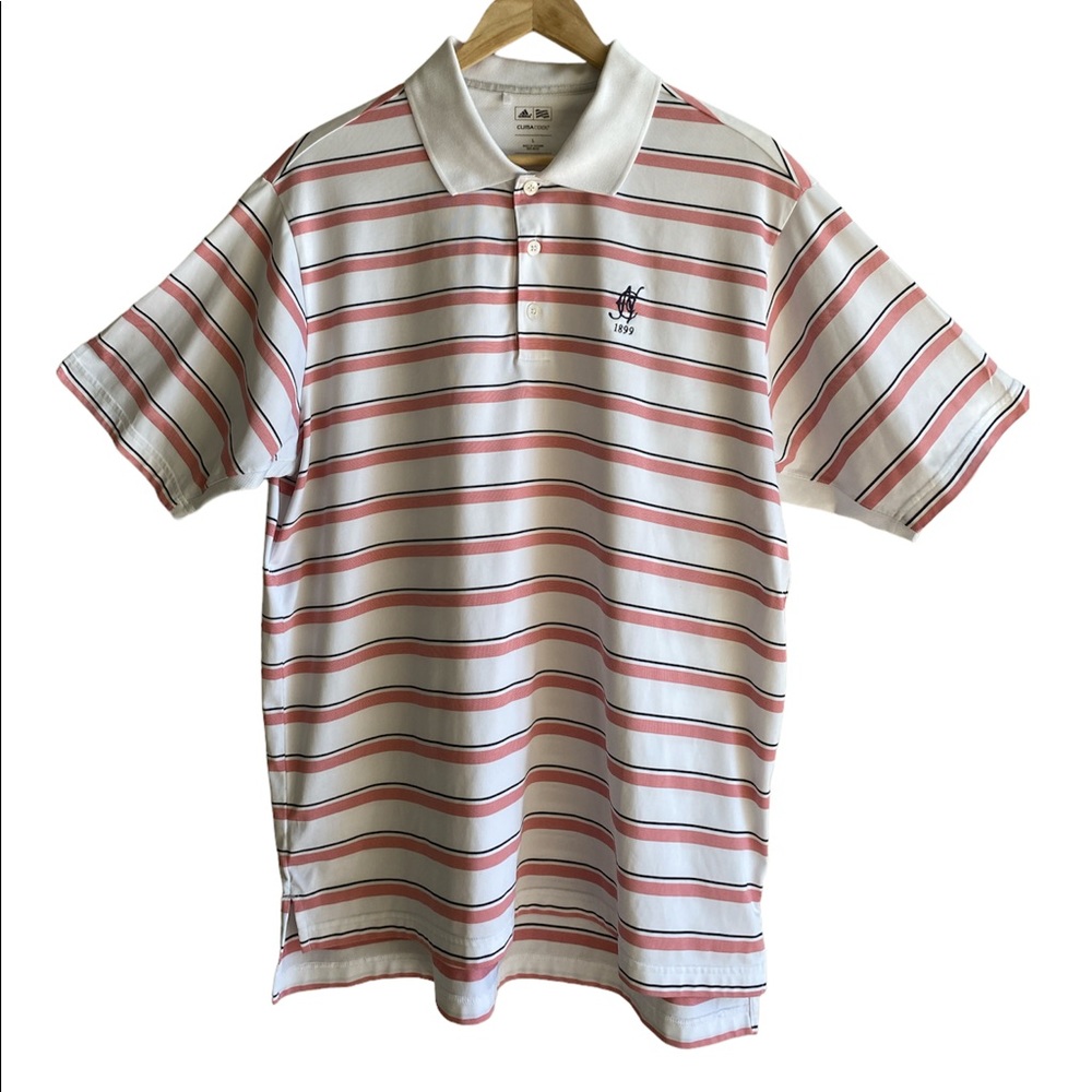 Men’s Adidas Clima Cool Polo Golf Striped Shirt. Golf Shirt, Size Large
